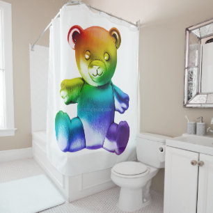 SlipperyJoe's brushed metal teddy bear smooth grad Shower Curtain