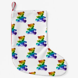 SlipperyJoe's brushed metal teddy bear smooth grad Small Christmas Stocking