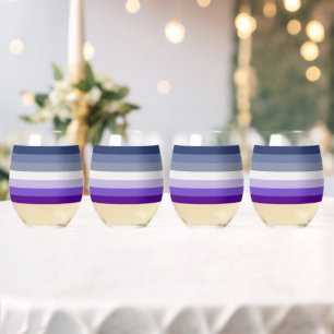 SlipperyJoe's Butch Lesbian Pride Flag represent b Stemless Wine Glass