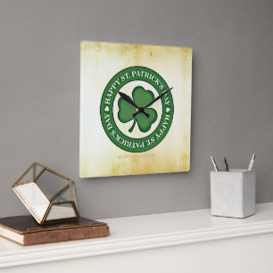 SlipperyJoe's celebrating Saint Patrick's Day Iris Square Wall Clock