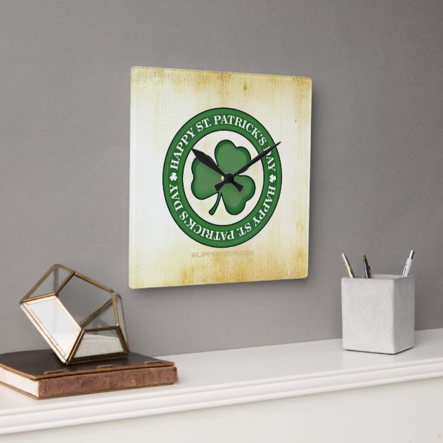 SlipperyJoe's celebrating Saint Patrick's Day Iris Square Wall Clock (Office)