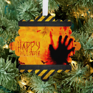 SlipperyJoe's chilling Halloween scene bats dark e Tree Decoration Card