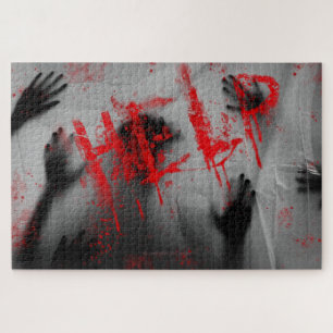 SlipperyJoe's chilling horror-themed visual thick Jigsaw Puzzle