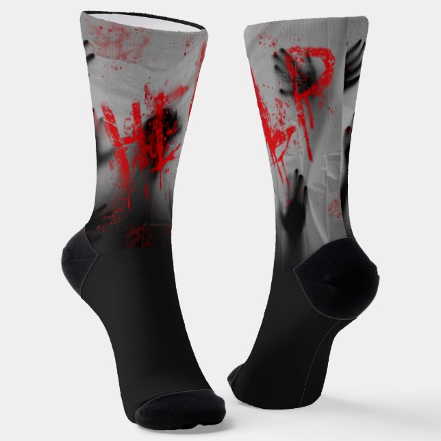 SlipperyJoe's chilling horror-themed visual thick  Socks (Angled)