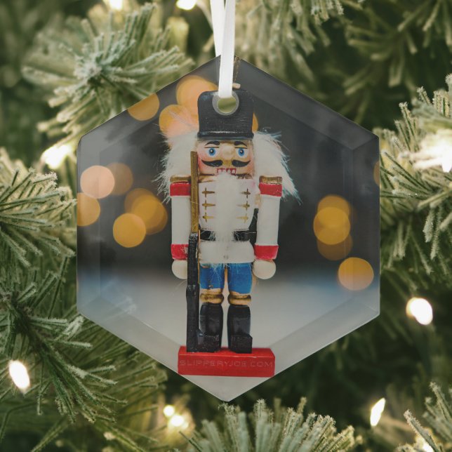 SlipperyJoe's Christmas classic nutcracker ornamen Glass Tree Decoration (Insitu)