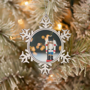 SlipperyJoe's Christmas classic nutcracker ornamen Snowflake Pewter Christmas Ornament