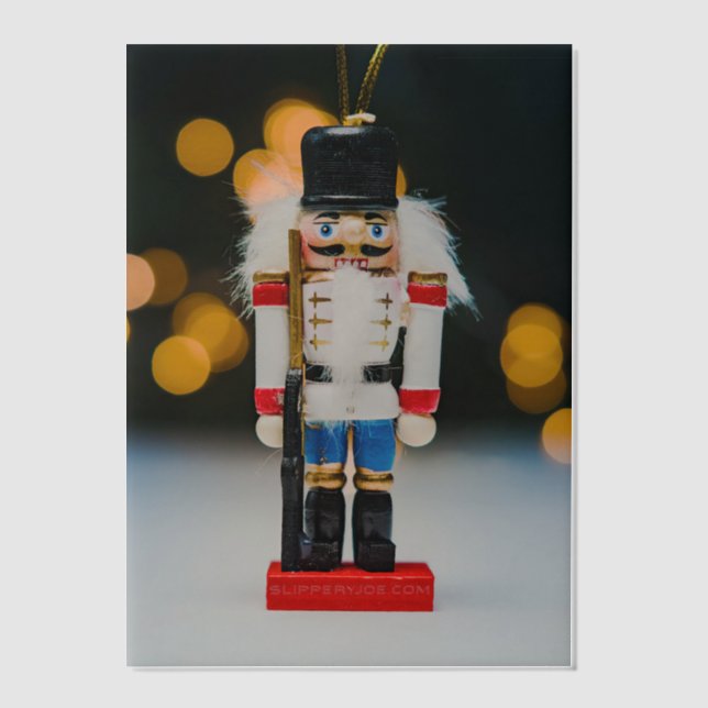 SlipperyJoe's Christmas classic nutcracker ornamen Vellum Invitations (Front)
