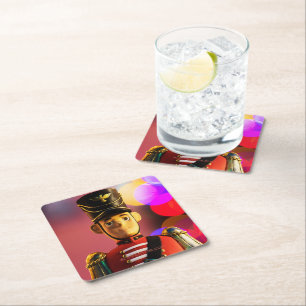 SlipperyJoe's Christmas classic toy soldier friend Square Paper Coaster