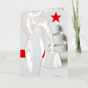SlipperyJoe's Christmas shopping white paper spira Foil Holiday Card