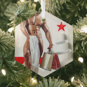 SlipperyJoe's Christmas shopping white paper spira Glass Tree Decoration