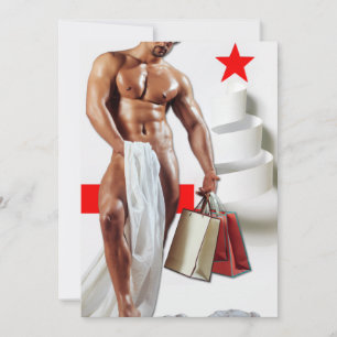 SlipperyJoe's Christmas shopping white paper spira Holiday Card