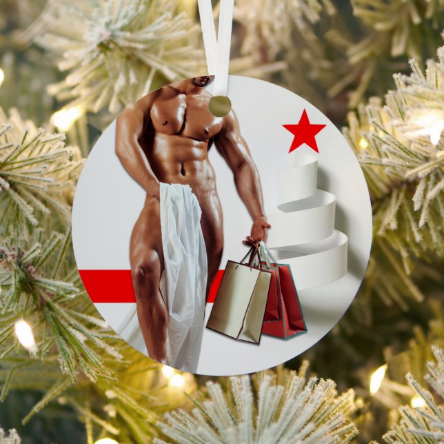 SlipperyJoe's Christmas shopping white paper spira Metal Tree Decoration (Insitu)
