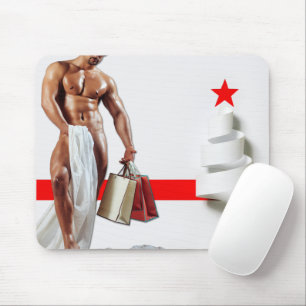 SlipperyJoe's Christmas shopping white paper spira Mouse Pad