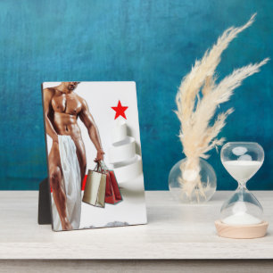 SlipperyJoe's Christmas shopping white paper spira Plaque