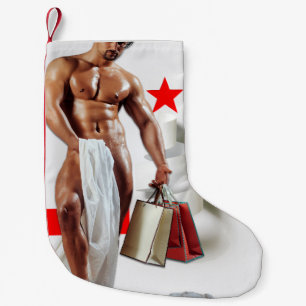 SlipperyJoe's Christmas shopping white paper spira Small Christmas Stocking