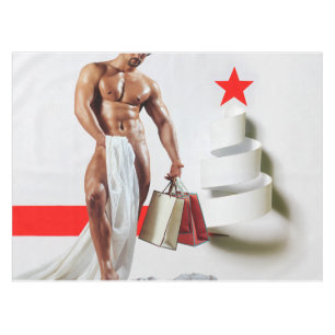 SlipperyJoe's Christmas shopping white paper spira Tablecloth