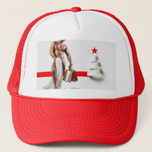 SlipperyJoe's Christmas shopping white paper spira Trucker Hat