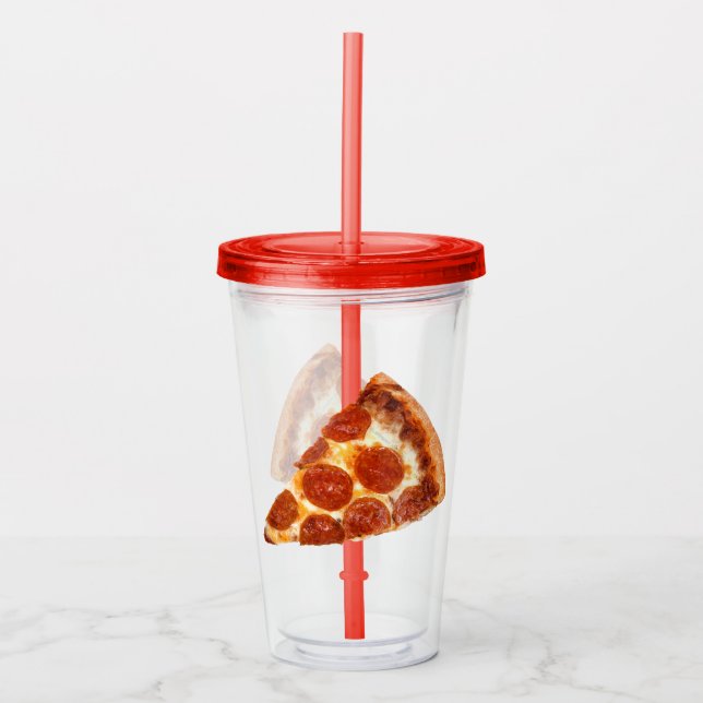 SlipperyJoe's classic pepperoni pizza slice melted Acrylic Tumbler (Front)