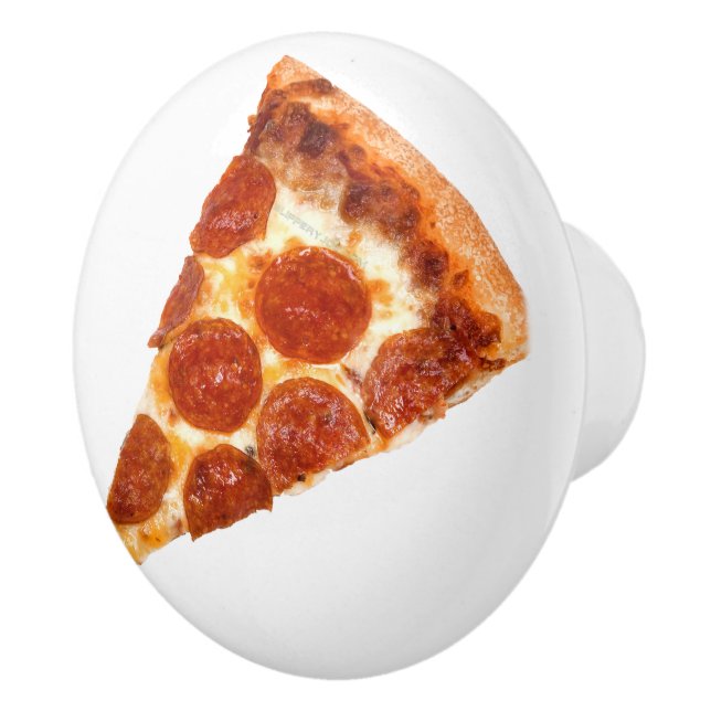 SlipperyJoe's classic pepperoni pizza slice melted Ceramic Knob (Right)