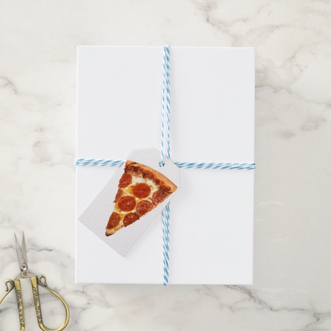 SlipperyJoe's classic pepperoni pizza slice melted Gift Tags (With Twine)