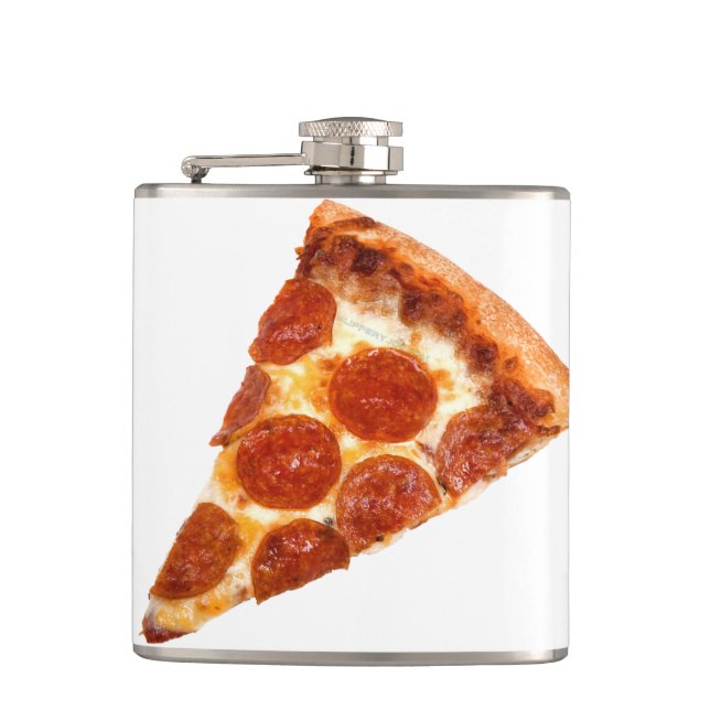 SlipperyJoe's classic pepperoni pizza slice melted Hip Flask (Front)