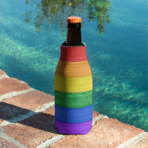 SlipperyJoe's classic rainbow tactile handcrafted  Bottle Cooler