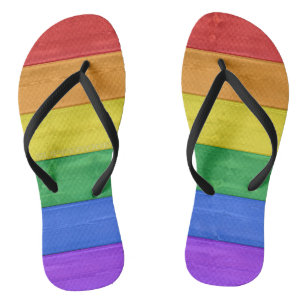 SlipperyJoe's classic rainbow tactile handcrafted  Jandals