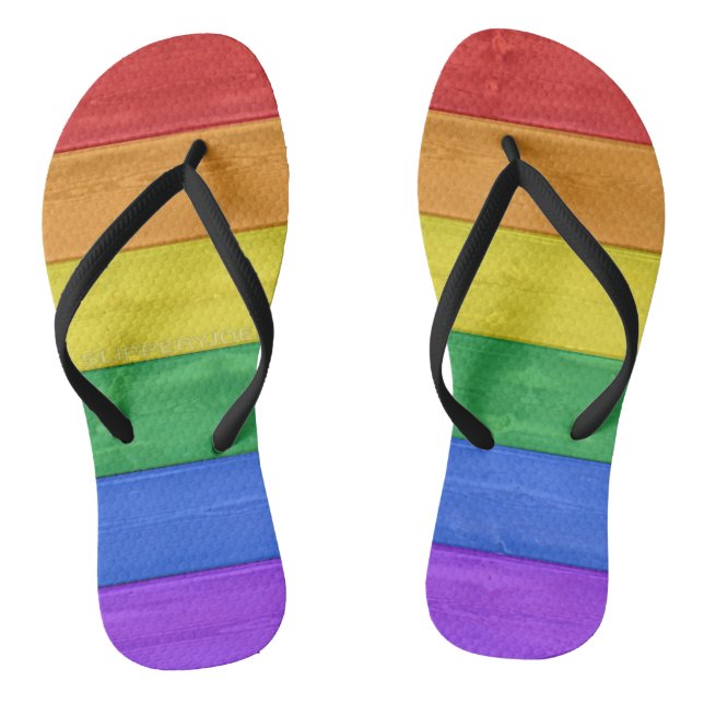 SlipperyJoe's classic rainbow tactile handcrafted  Jandals (Footbed)