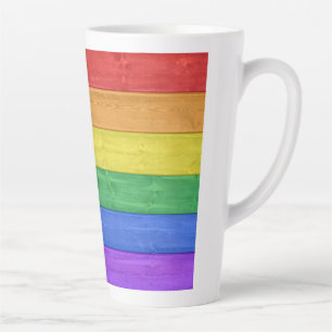 SlipperyJoe's classic rainbow tactile handcrafted Latte Mug