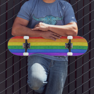 SlipperyJoe's classic rainbow tactile handcrafted  Skateboard