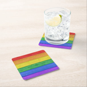SlipperyJoe's classic rainbow tactile handcrafted  Square Paper Coaster