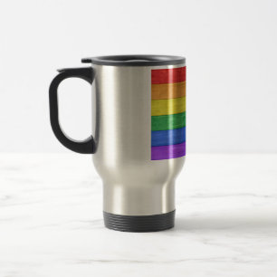 SlipperyJoe's classic rainbow tactile handcrafted  Travel Mug