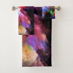 SlipperyJoe's cloud artwork abstract vibrant surre Bath Towel Set