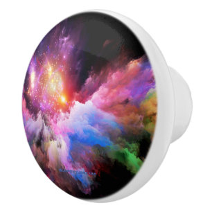 SlipperyJoe's cloud artwork abstract vibrant surre Ceramic Knob