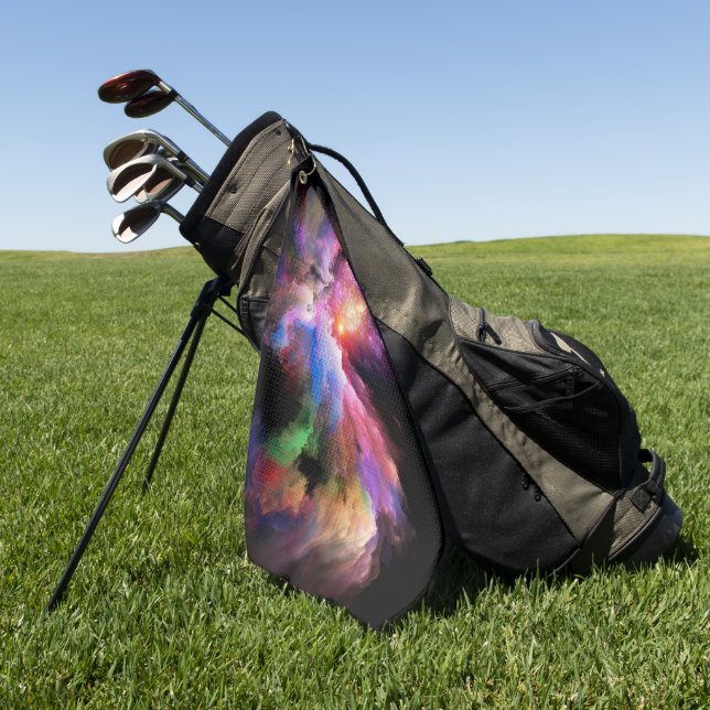 SlipperyJoe's cloud artwork abstract vibrant surre Golf Towel (Green)