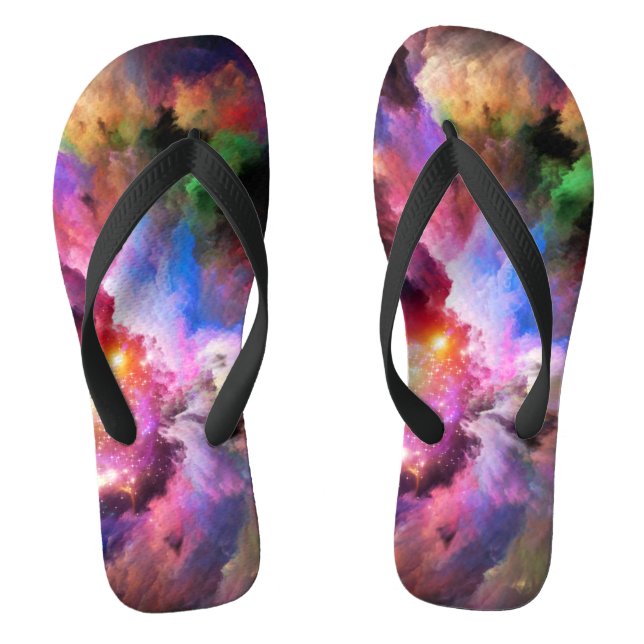 SlipperyJoe's cloud artwork abstract vibrant surre Jandals (Footbed)