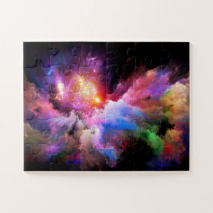 SlipperyJoe's cloud artwork abstract vibrant surre Jigsaw Puzzle