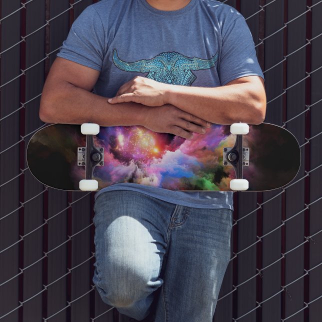 SlipperyJoe's cloud artwork abstract vibrant surre Skateboard (Outdoor 3)