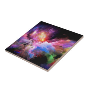 SlipperyJoe's cloud artwork abstract vibrant surre Tile