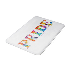 SlipperyJoe's colourful creative Pride-themed text Bath Mat