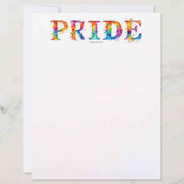 SlipperyJoe's colourful creative Pride-themed text Custom Letterhead (Front)