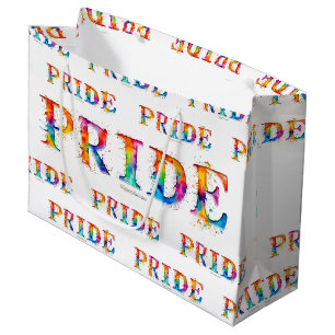 SlipperyJoe's colourful creative Pride-themed text Large Gift Bag