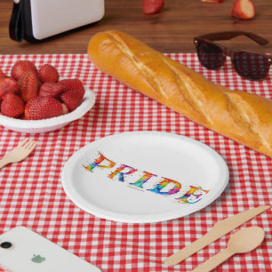 SlipperyJoe's colourful creative Pride-themed text Paper Plate