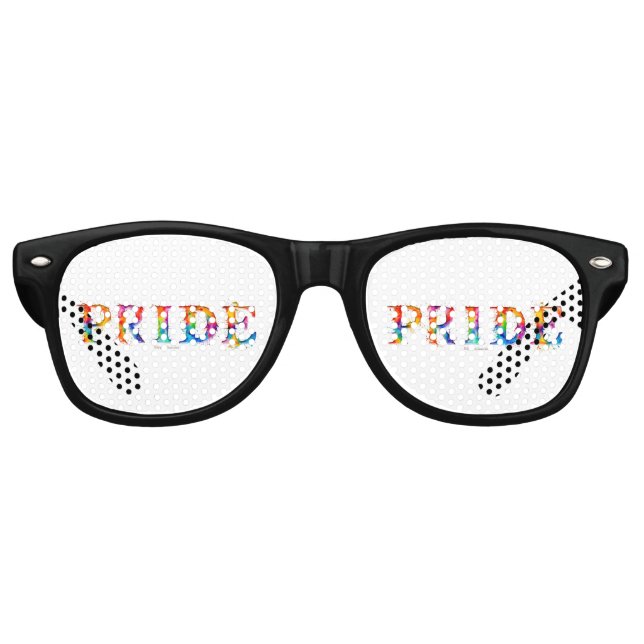SlipperyJoe's colourful creative Pride-themed text Retro Sunglasses (Front)
