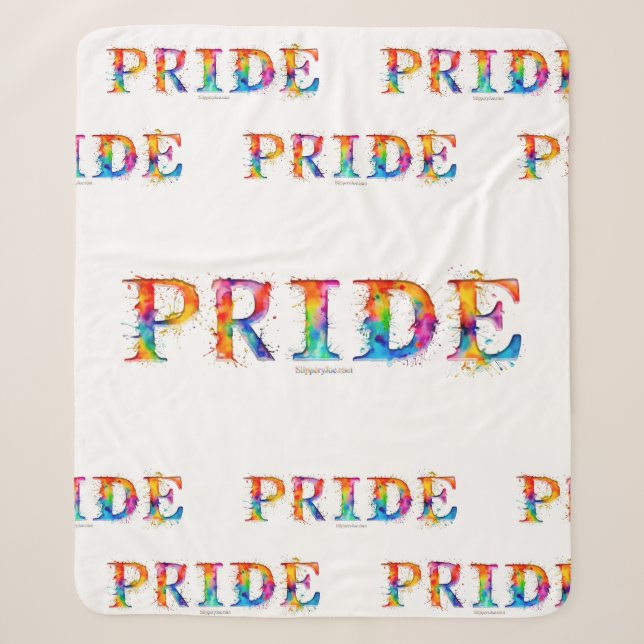 SlipperyJoe's colourful creative Pride-themed text Sherpa Blanket (Front)