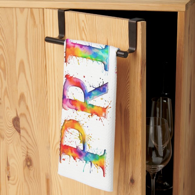 SlipperyJoe's colourful creative Pride-themed text Tea Towel (Thirds Fold)