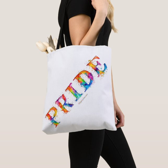 SlipperyJoe's colourful creative Pride-themed text Tote Bag (Close Up)