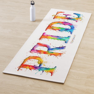 SlipperyJoe's colourful creative Pride-themed text Yoga Mat