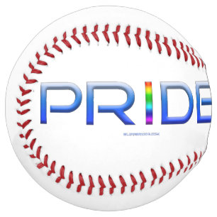 SlipperyJoe's Colourful Pride word bold metallic b Softball