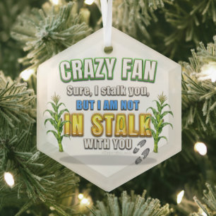 SlipperyJoe's corn stalks follow someone crazy fan Glass Tree Decoration